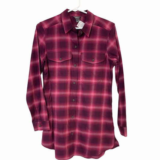 Women's Field Flannel Tunic Long Sleeve Button Up Shirt