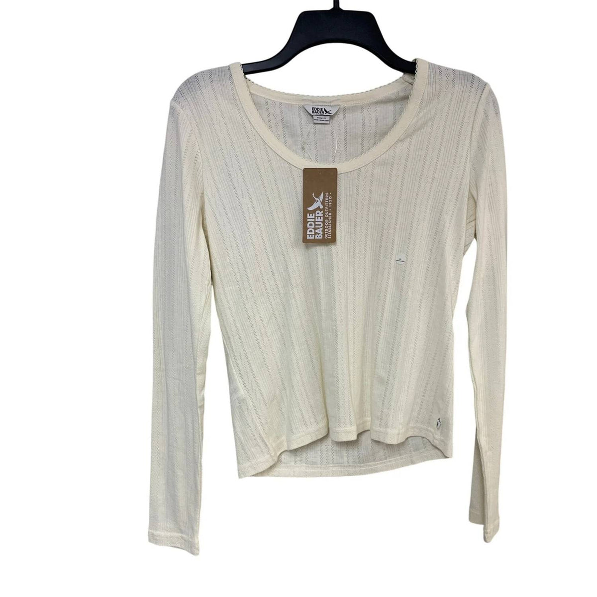 Women's Large Perfect Pointelle Long Sleeve Tee Set Of 2
