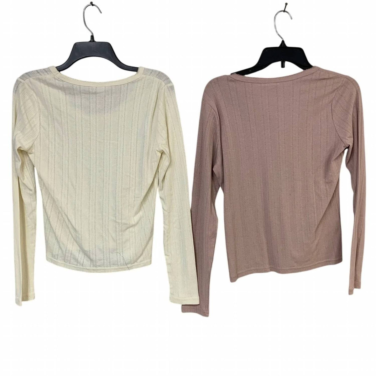 Women's Large Perfect Pointelle Long Sleeve Tee Set Of 2