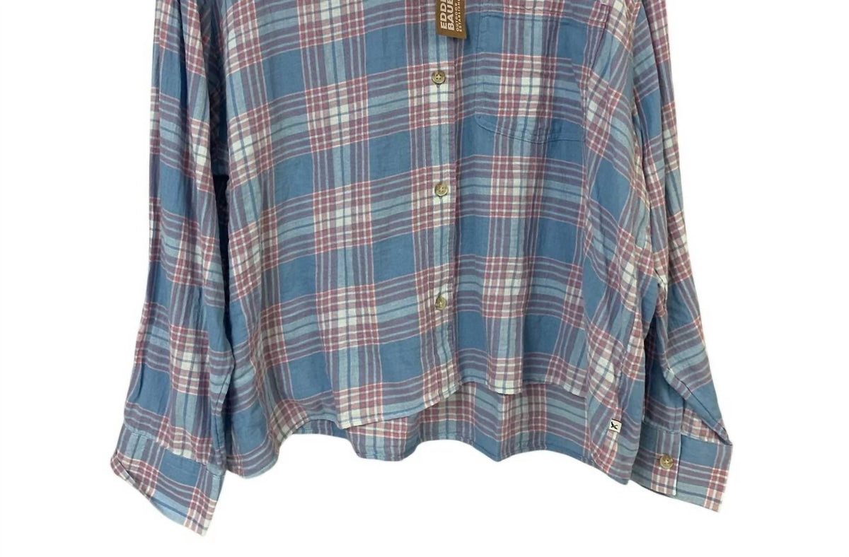 Women's Plaid High Tide Relaxed Crop Button Up Shirt