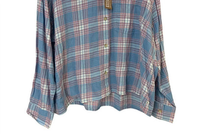 Women's Plaid High Tide Relaxed Crop Button Up Shirt