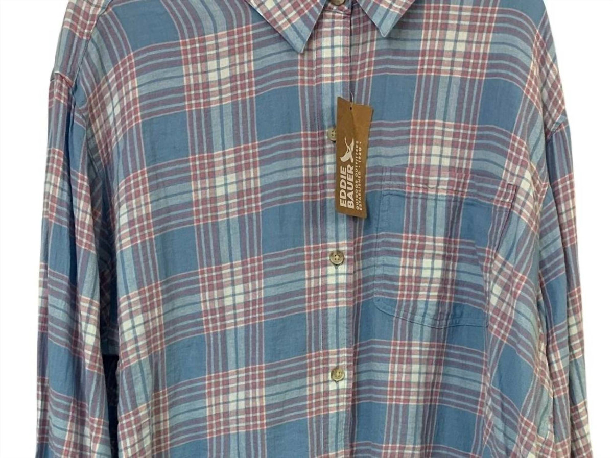 Women's Plaid High Tide Relaxed Crop Button Up Shirt