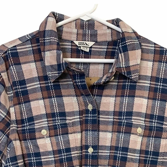 Women's Plaid Long Sleeve Soft Knit Button Down Shirt