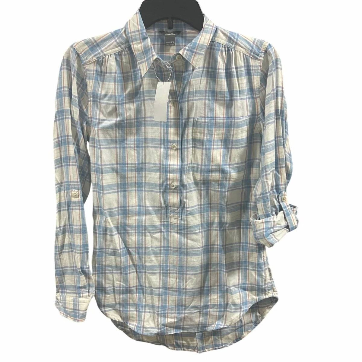 Women's Plaid Roll Tab Sleeves Shirt