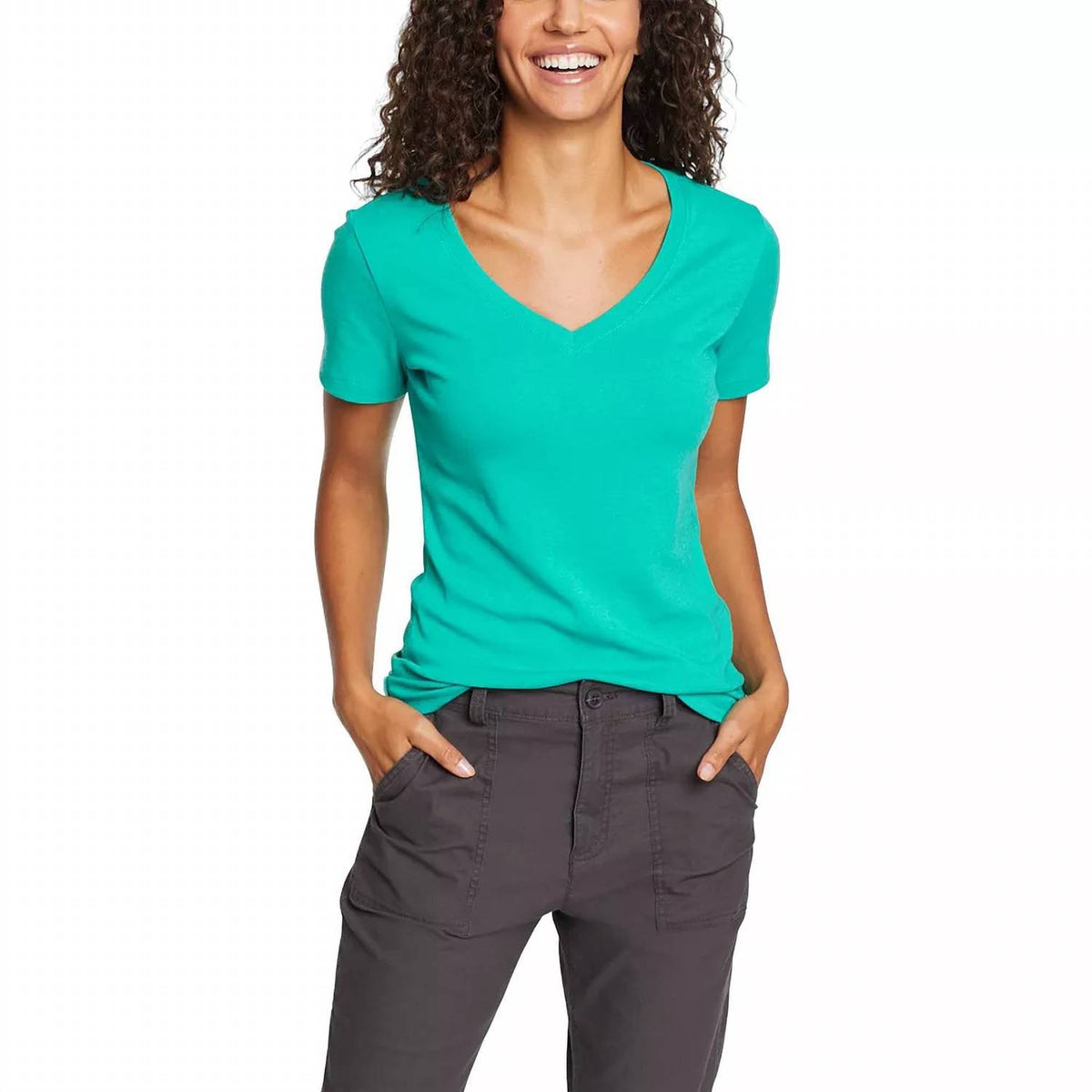 Women's Stretch Cotton V-neck Favorite Solid Tee