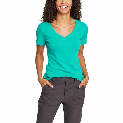 Women's Stretch Cotton V-neck Favorite Solid Tee