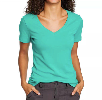 Women's Stretch Cotton V-neck Favorite Solid Tee