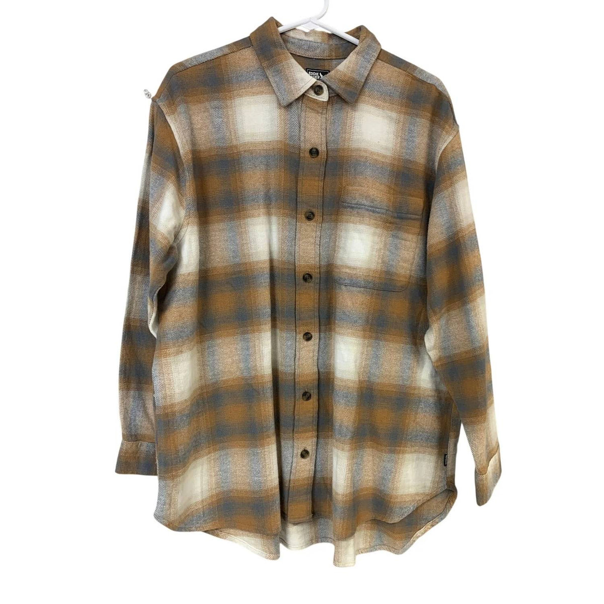 Women's Tan Plaid Ballard Button Up Flannel Shirt