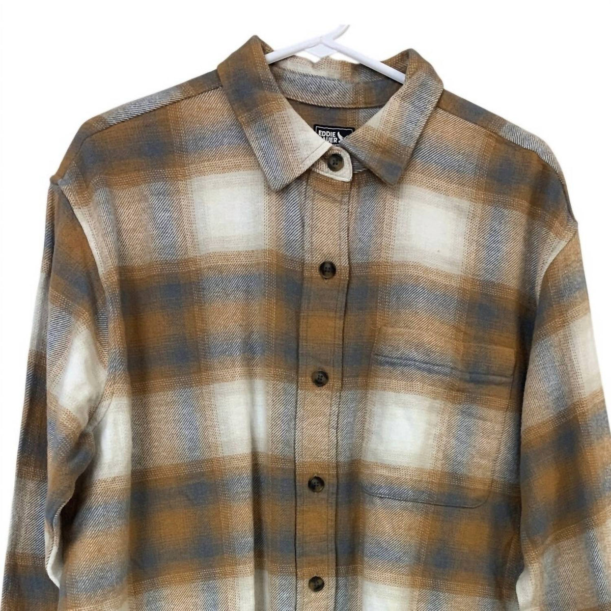 Women's Tan Plaid Ballard Button Up Flannel Shirt