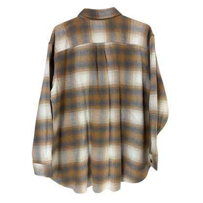 Women's Tan Plaid Ballard Button Up Flannel Shirt