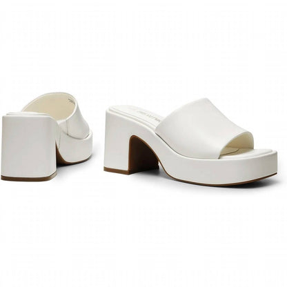 Women's High Chunky Platform Slip On Open Toe Heels