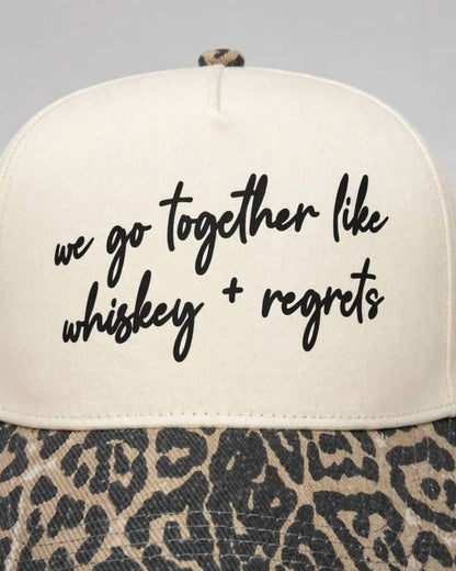 Unisex - Whiskey & Regrets Leopard Canvas Trucker Hat