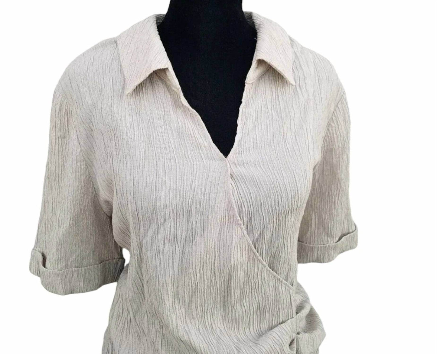 Alfani - V-neck Collared Ruched Blouse - Rack Hunt -