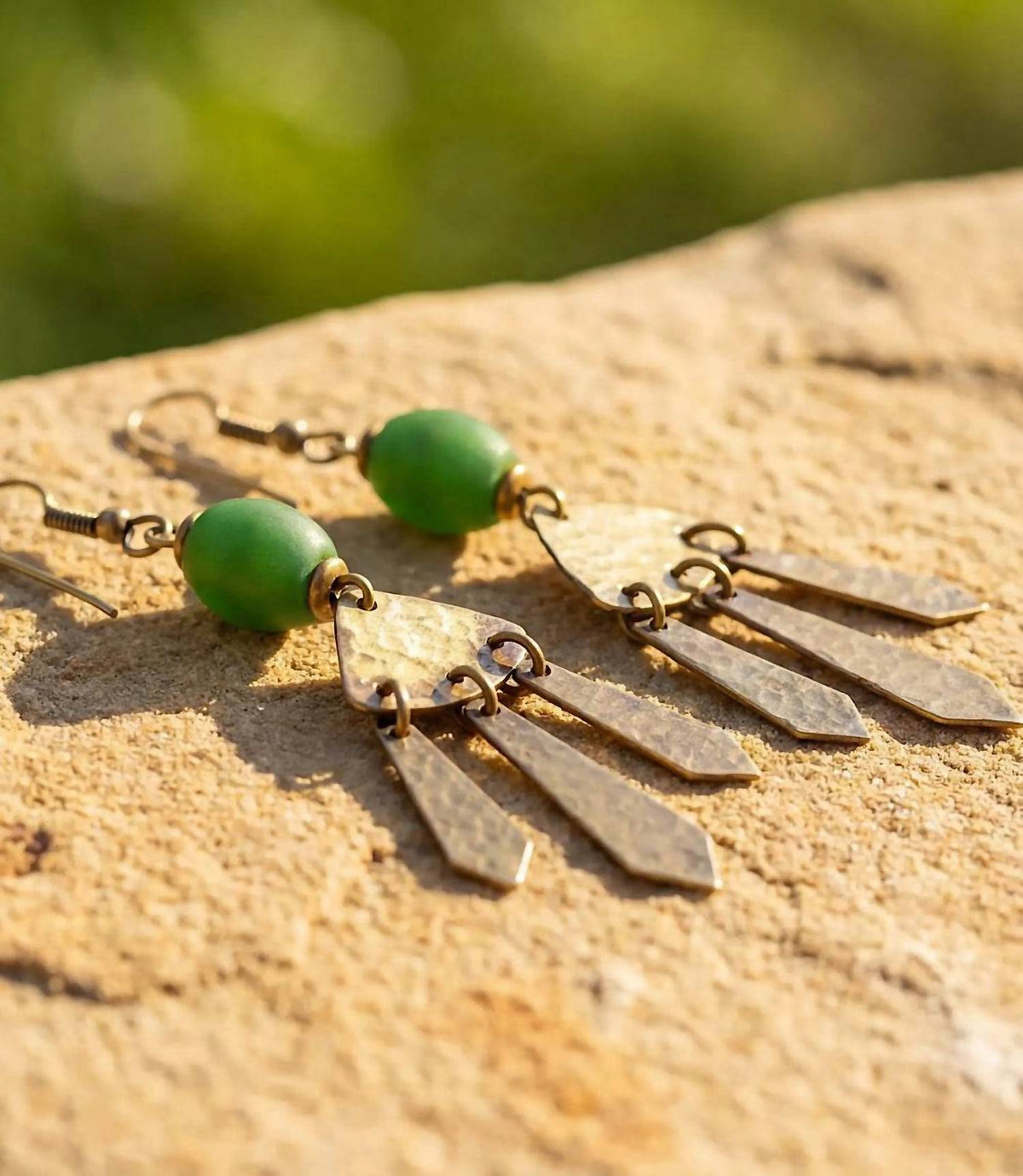 Women's Hammered Brass Dangle Earrings