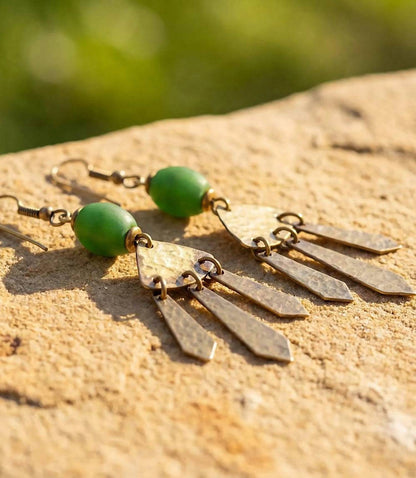 Women's Hammered Brass Dangle Earrings