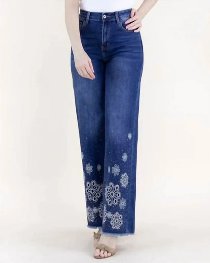 Original USA - Eyelet Embroidered High Rise Wide Leg Jeans Plus - Rack Hunt