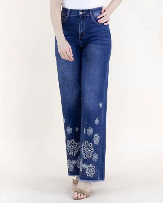 Original USA - Eyelet Embroidered High Rise Wide Leg Jeans Plus - Rack Hunt -