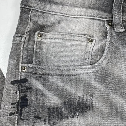 Tulones - Men’s Paint Splash Two-hole Denim Skinny Jeans - Rack Hunt