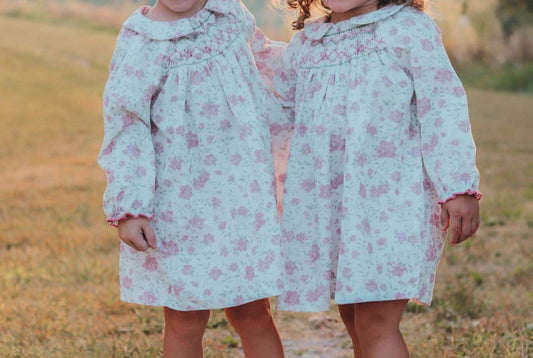 Marie Puce - Floral Print Organic Corduroy Dress - Rack Hunt -