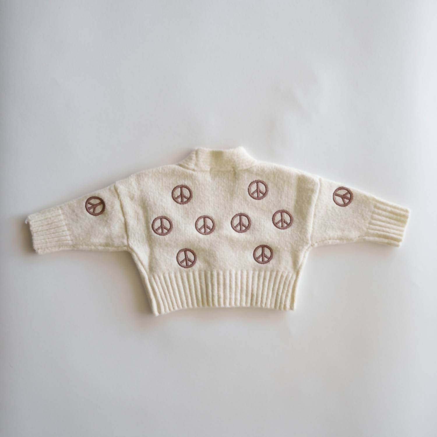 Atlas Grey - Girl's Peace Sign Knit Cropped Cardigan - Rack Hunt -