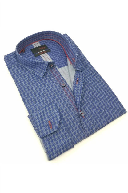Pattern Denim Button Down Shirt