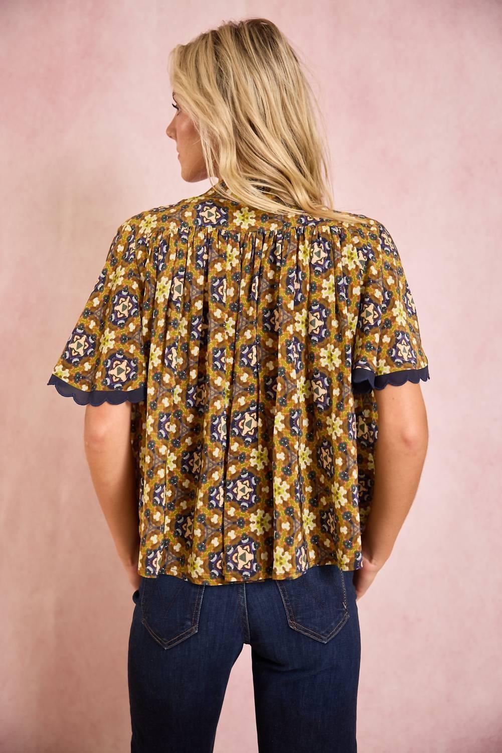 BROOKS AVENUE - Parham Button Front Gathered Blouse - Rack Hunt