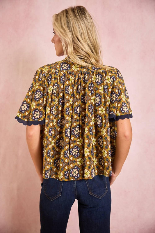 BROOKS AVENUE - Parham Button Front Gathered Blouse - Rack Hunt