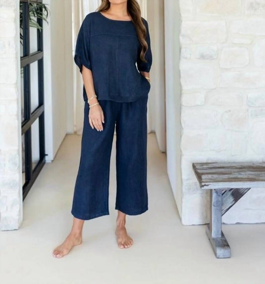 Women's Linen Wide Cropped Pants