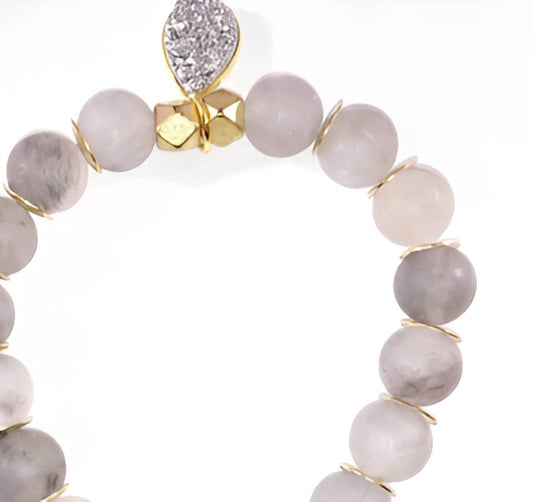 OMI - Women's She Is Blessed Agate Gold Spacers Druzy Charm Bracelet - Rack Hunt -