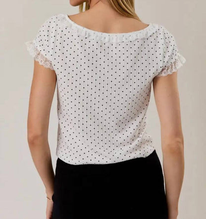Boat Neck Polka Dot Top