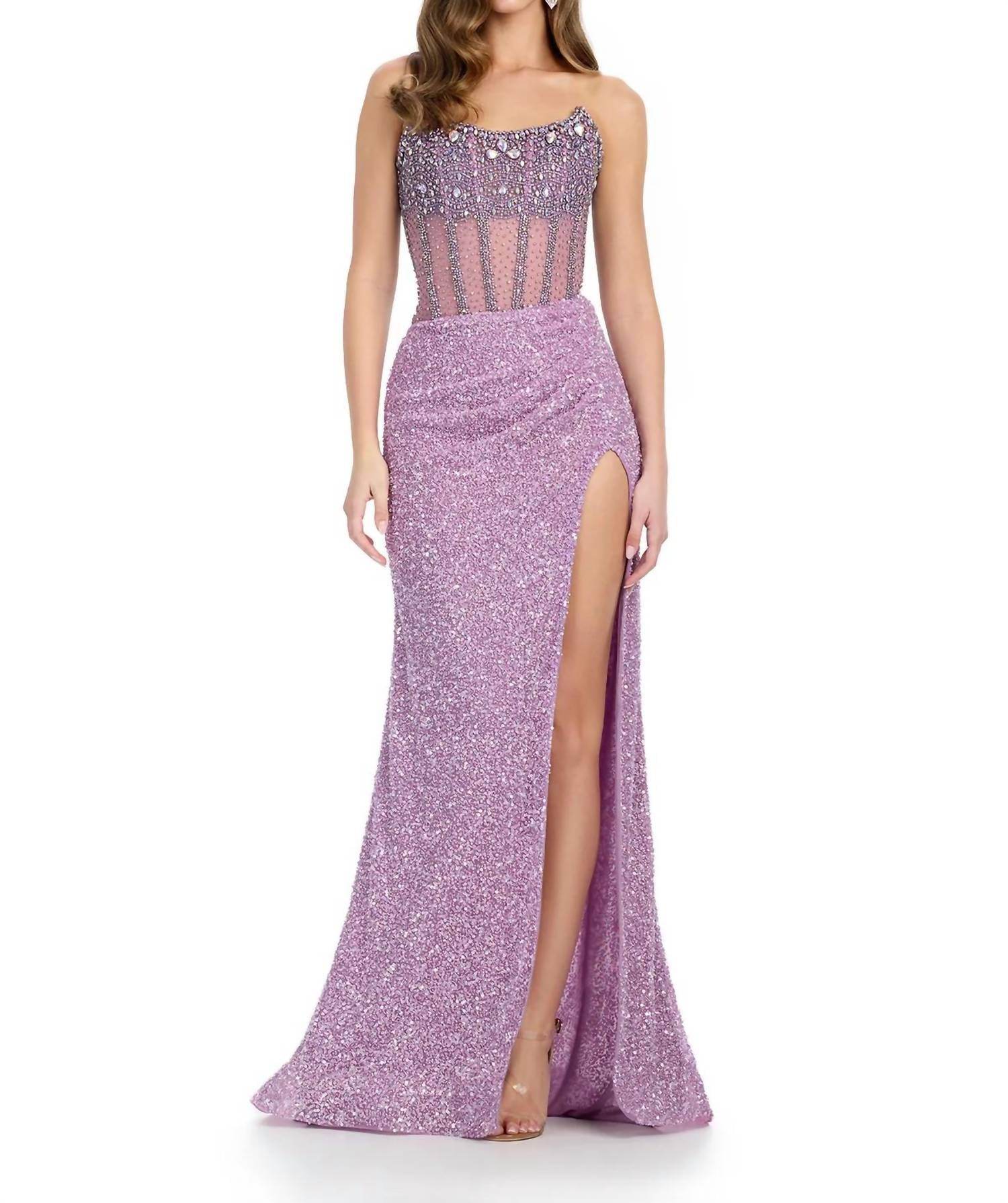ASHLEYlauren - Dazzling Fully Hand Beaded Gown - Rack Hunt