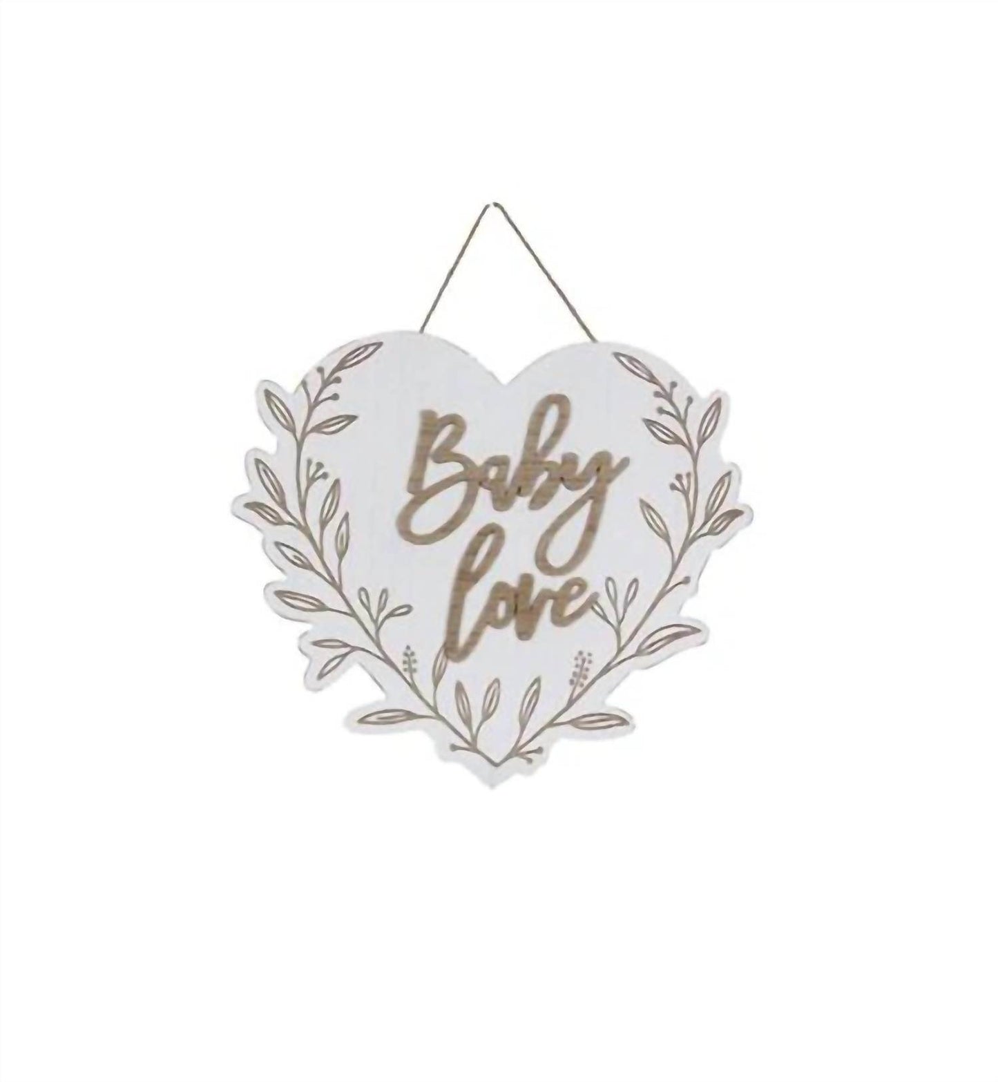 Young's Inc - Baby Love Wood Heart Wall Sign - Rack Hunt -