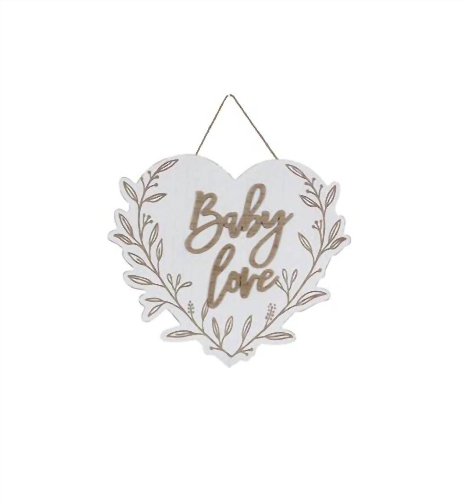 Young's Inc - Baby Love Wood Heart Wall Sign - Rack Hunt -