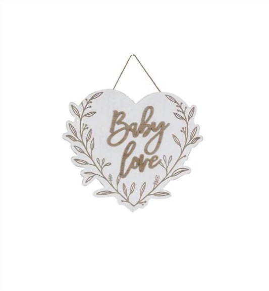 Young's Inc - Baby Love Wood Heart Wall Sign - Rack Hunt -