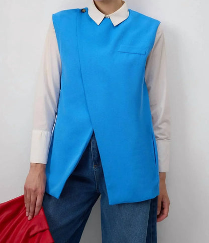 Touche Prive - Linen Blend Double-Breasted Tailored Vest - Rack Hunt