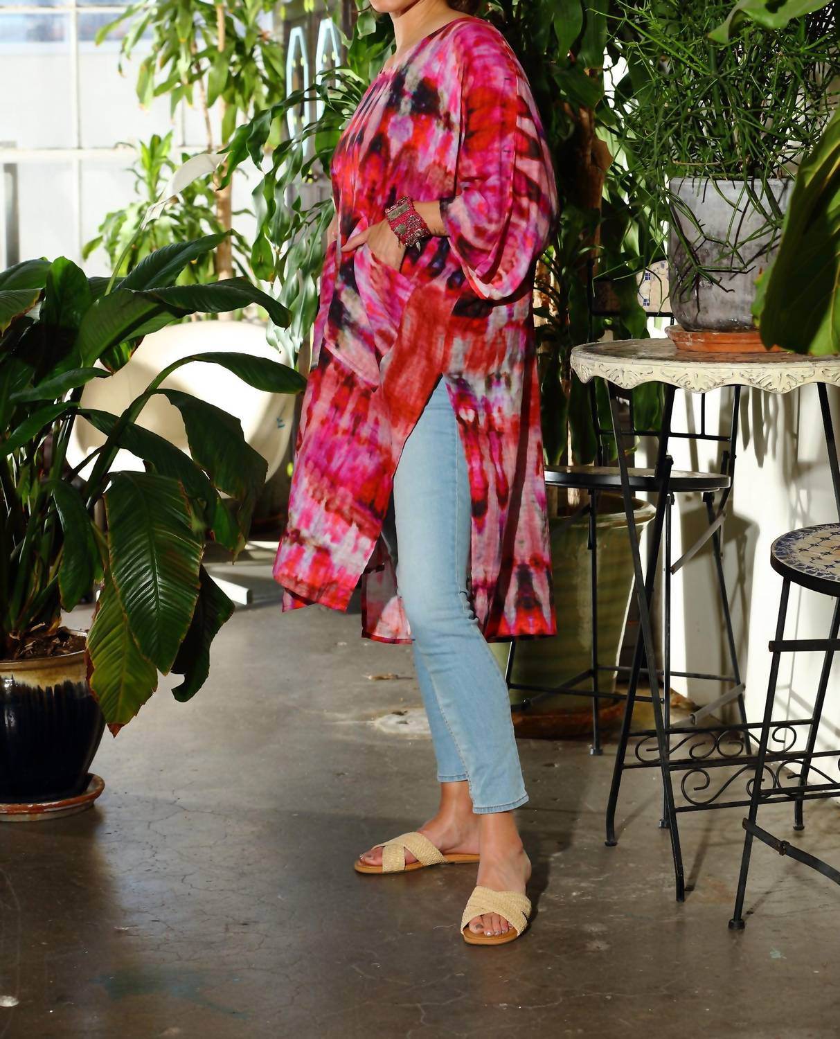 KikiSol - Artisan Tie Dye Long Gauze Kaftan Top - Rack Hunt -