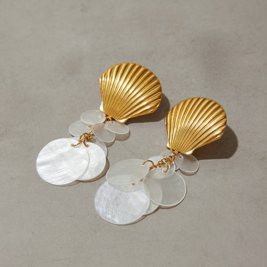 Jazzy Pink Women's Sienna Shell Earrings in Gold - view 2