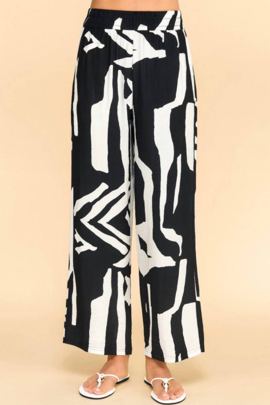 Elastic Waist Wide Leg Pants - Plus