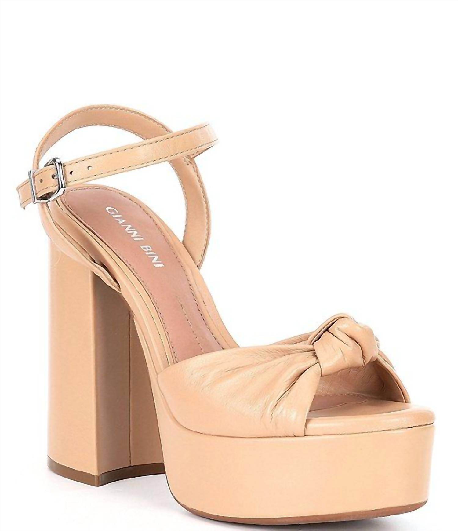 Gianni Bini - Women's Hartliye Leather Knot Ankle Strap Platform Sandals - Rack Hunt -