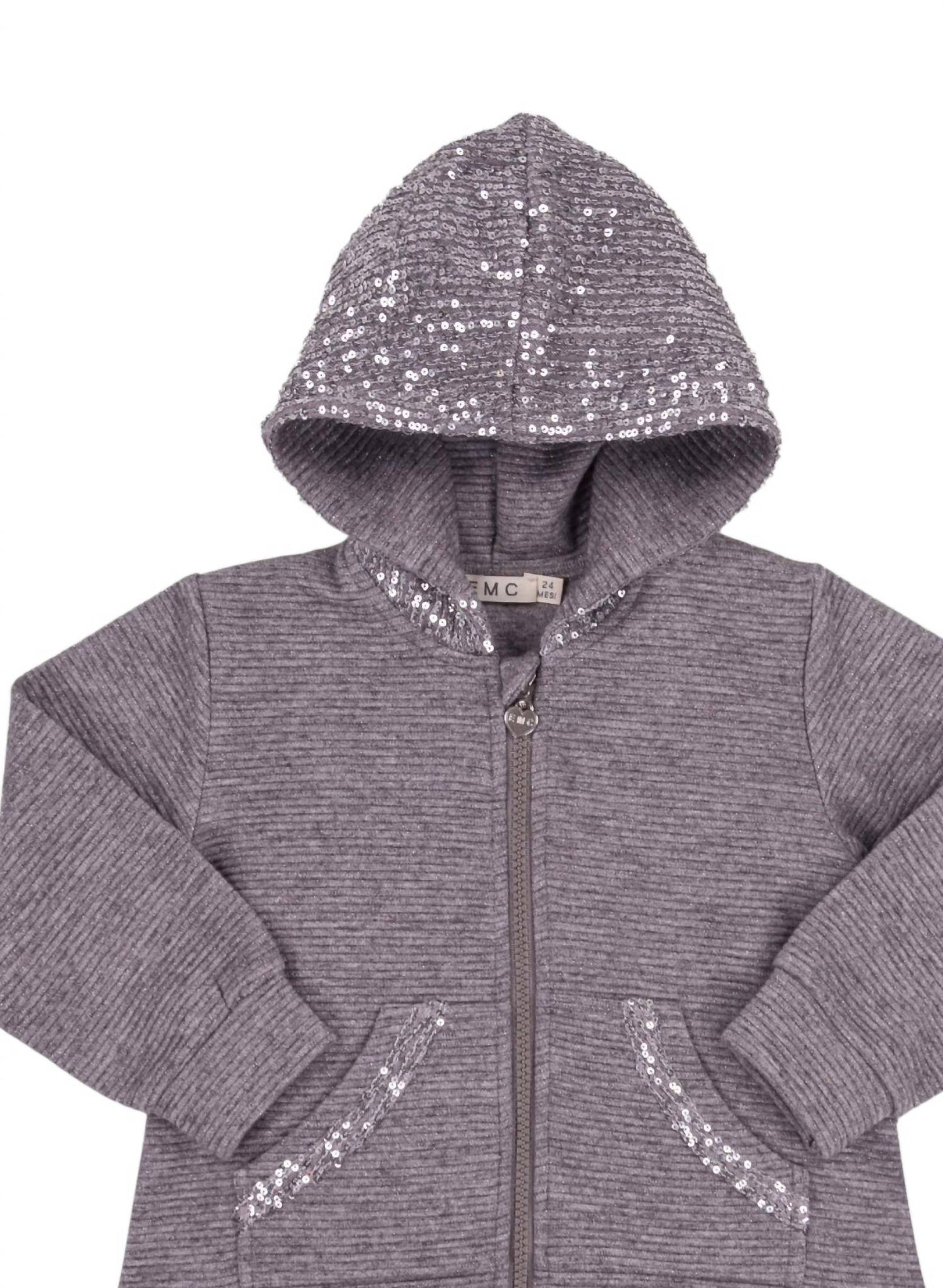 Girl's Ribbed With Sequin Hoodie