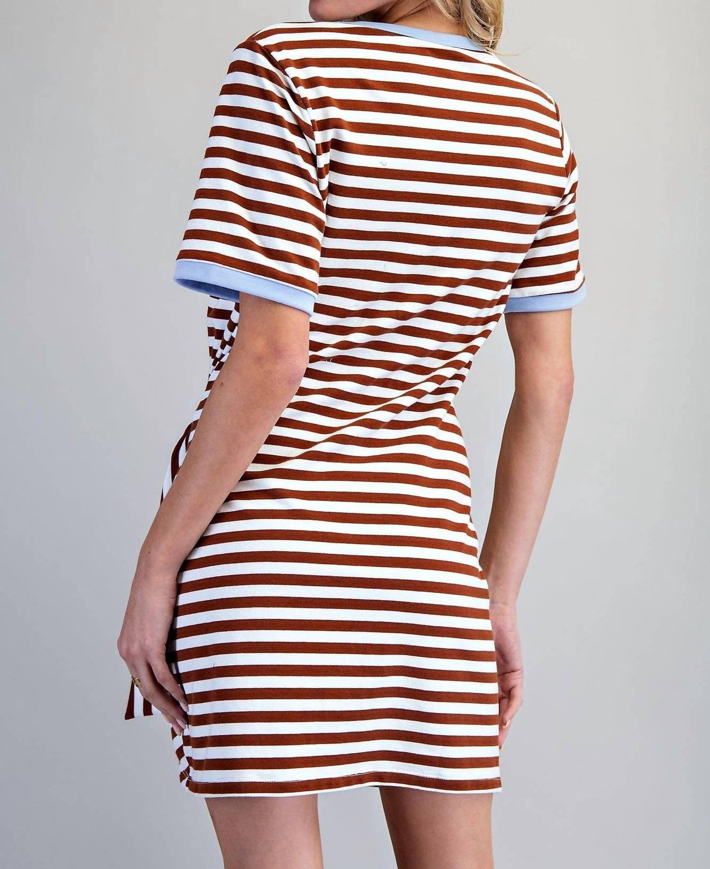 Striped Waist Tie Mini Dress
