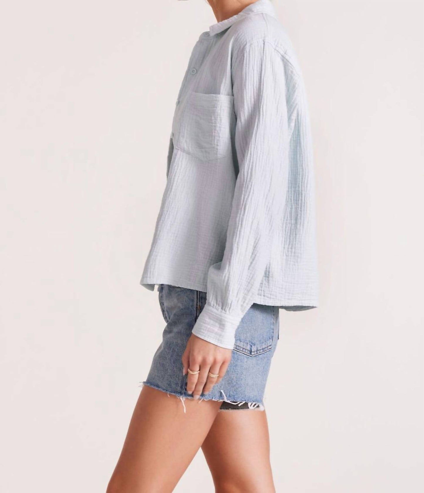 Bobbi Cropped Button Front Long Sleeve Top