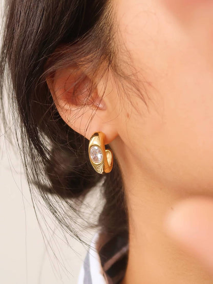 Women's Alienor Non-tarnish Classic C Hoop Earring