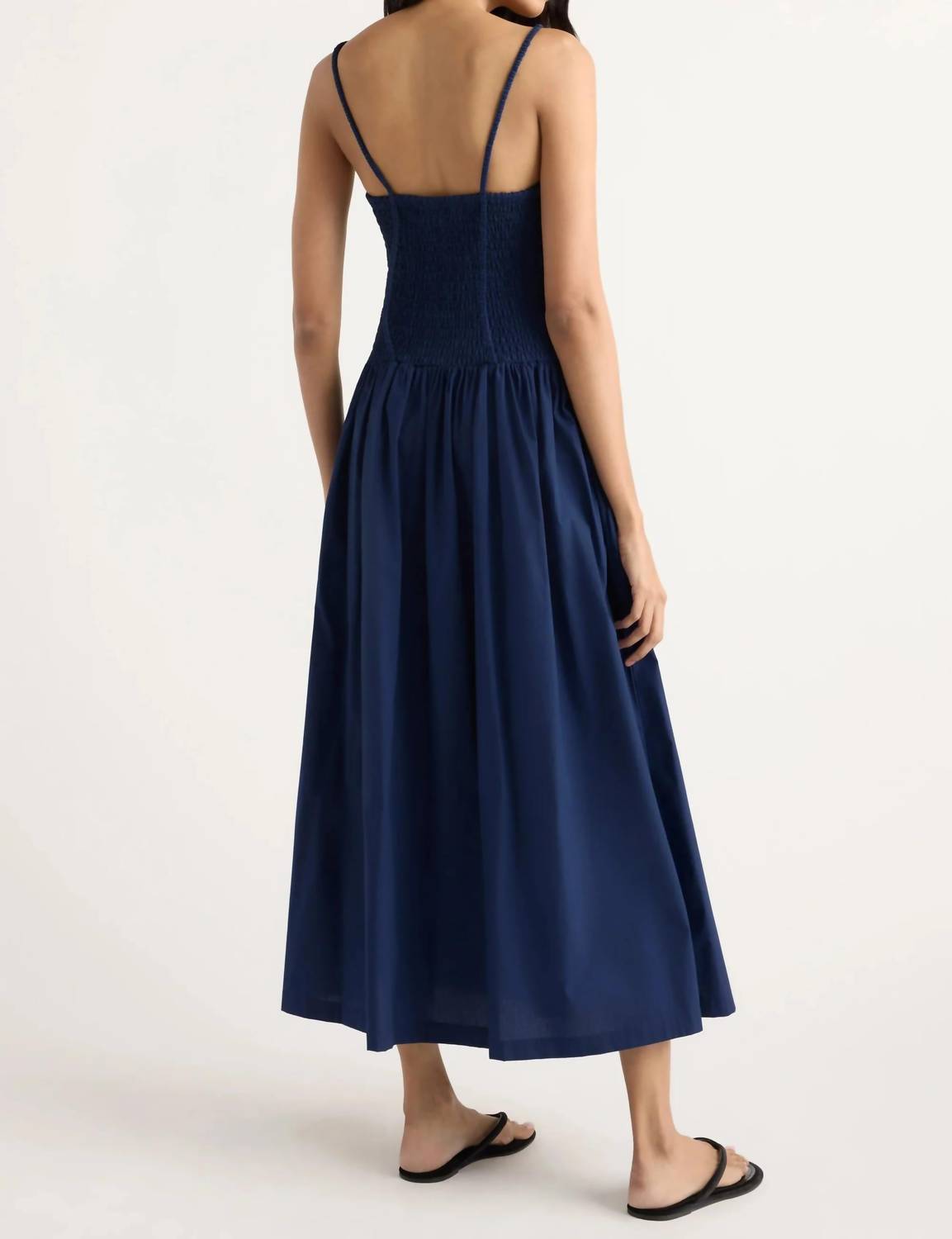 Venus Smocked Organic Cotton Midi Dress