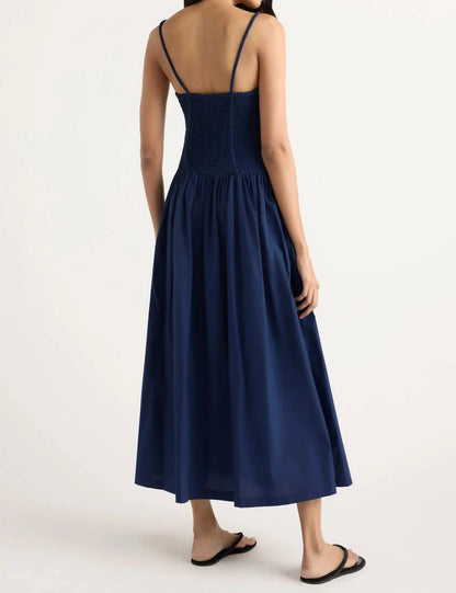 Venus Smocked Organic Cotton Midi Dress