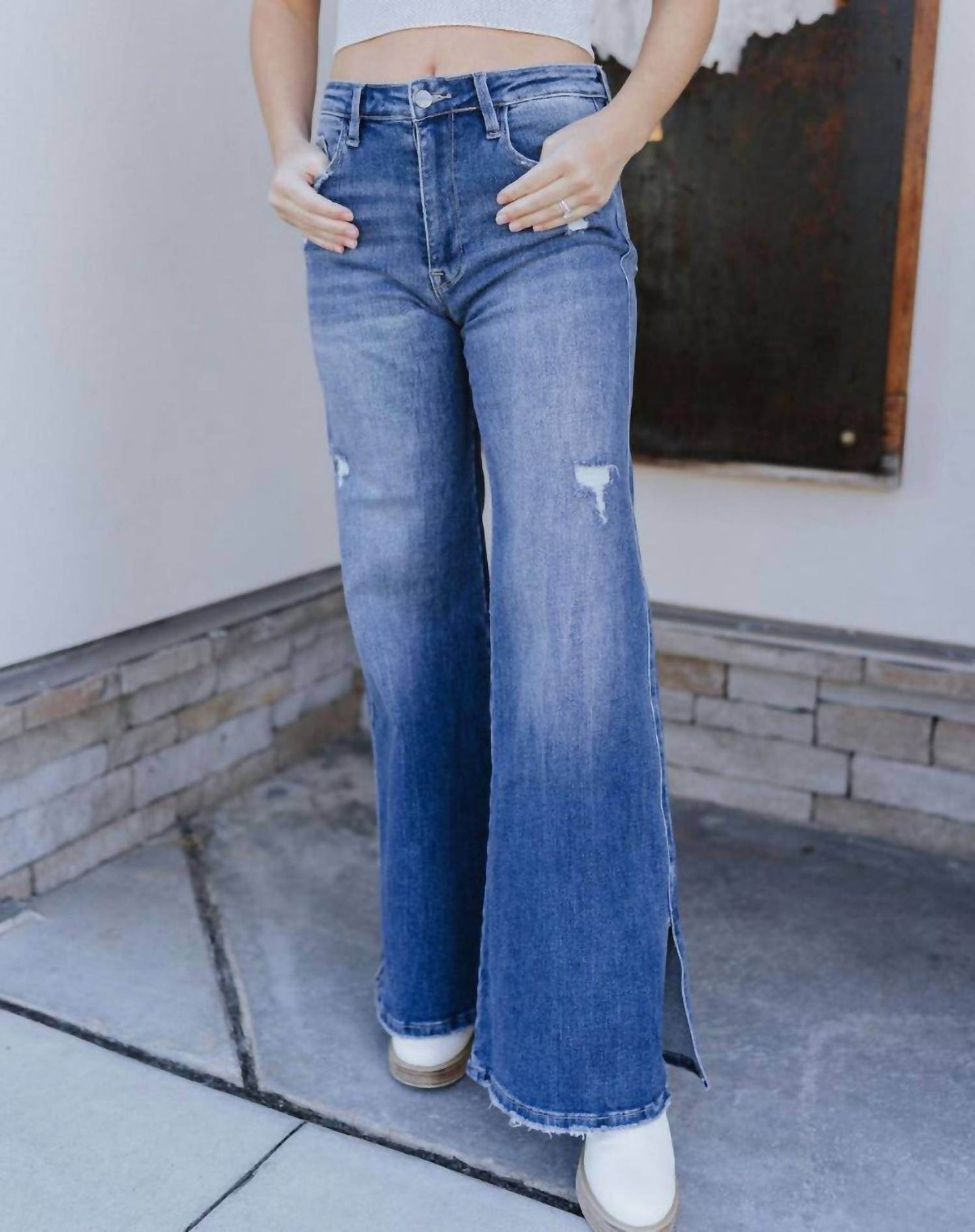 Root Denim - Rooted Denim: Roxanne Slit Flare Jeans - Rack Hunt