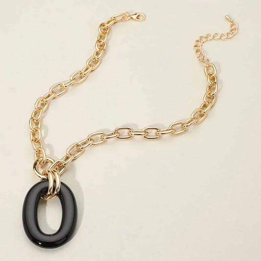 Sensibling Corp - Women's Celeste Celluloid Acetate Oval Ring Pendant Necklace - Rack Hunt