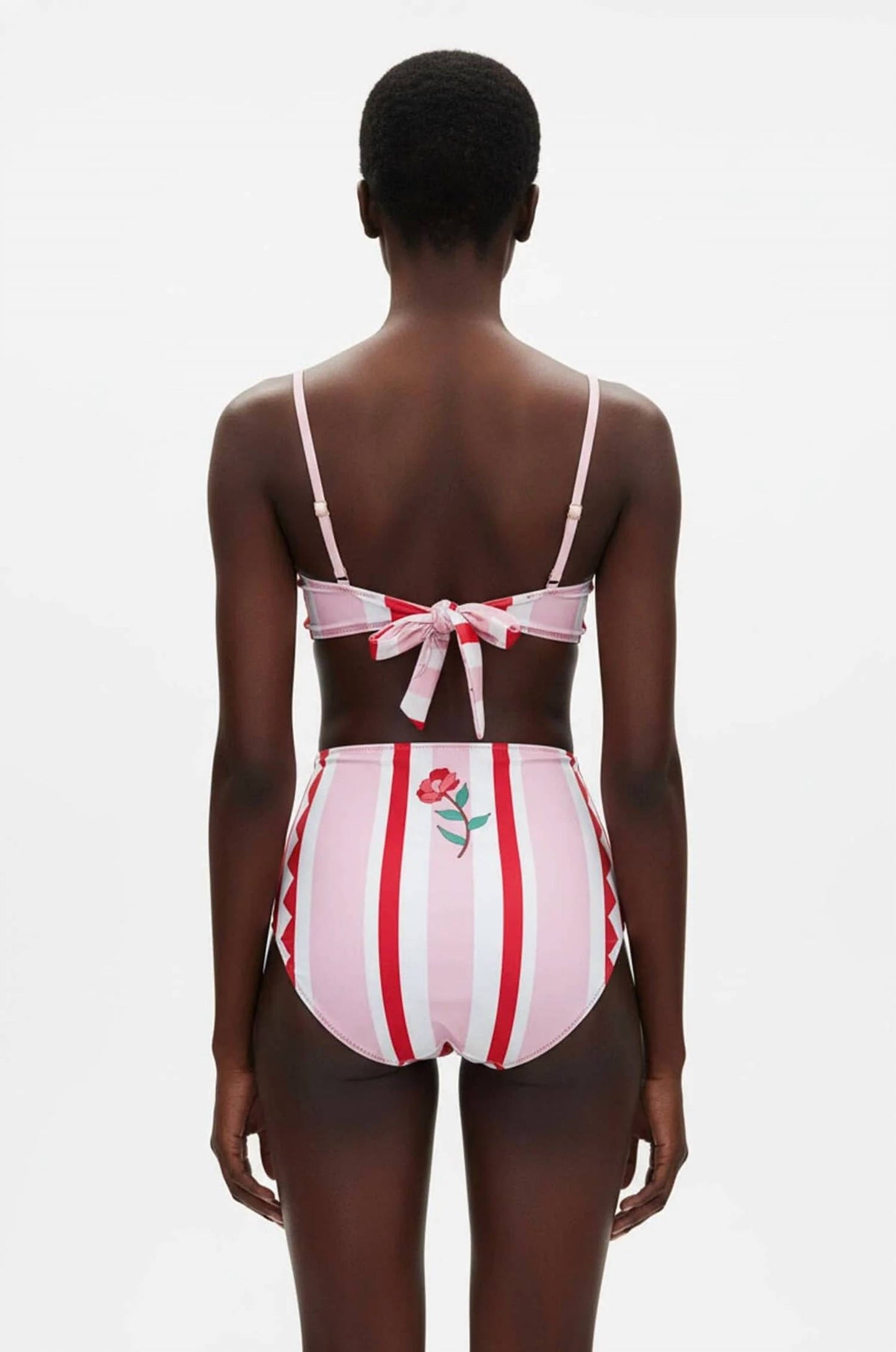 Jungle Rose Reversible Bandeau And High Waist Bikini Set