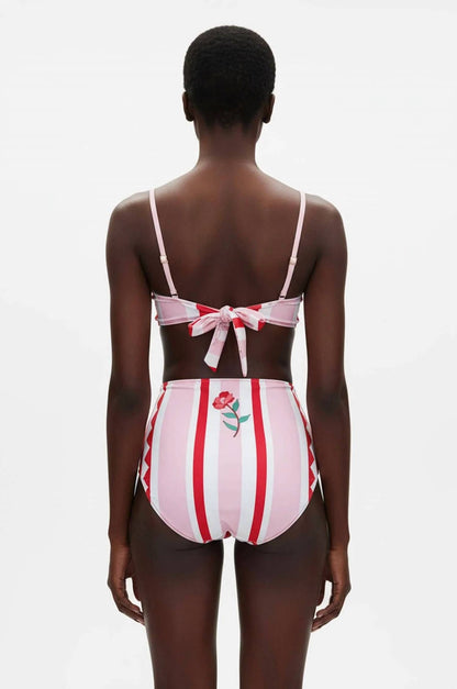 Jungle Rose Reversible Bandeau And High Waist Bikini Set
