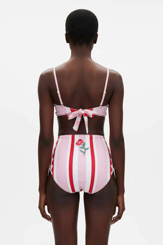 Jungle Rose Reversible Bandeau And High Waist Bikini Set